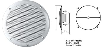 Polyplanar Ma-4056 Spkr White 6""  Round Flush Mount